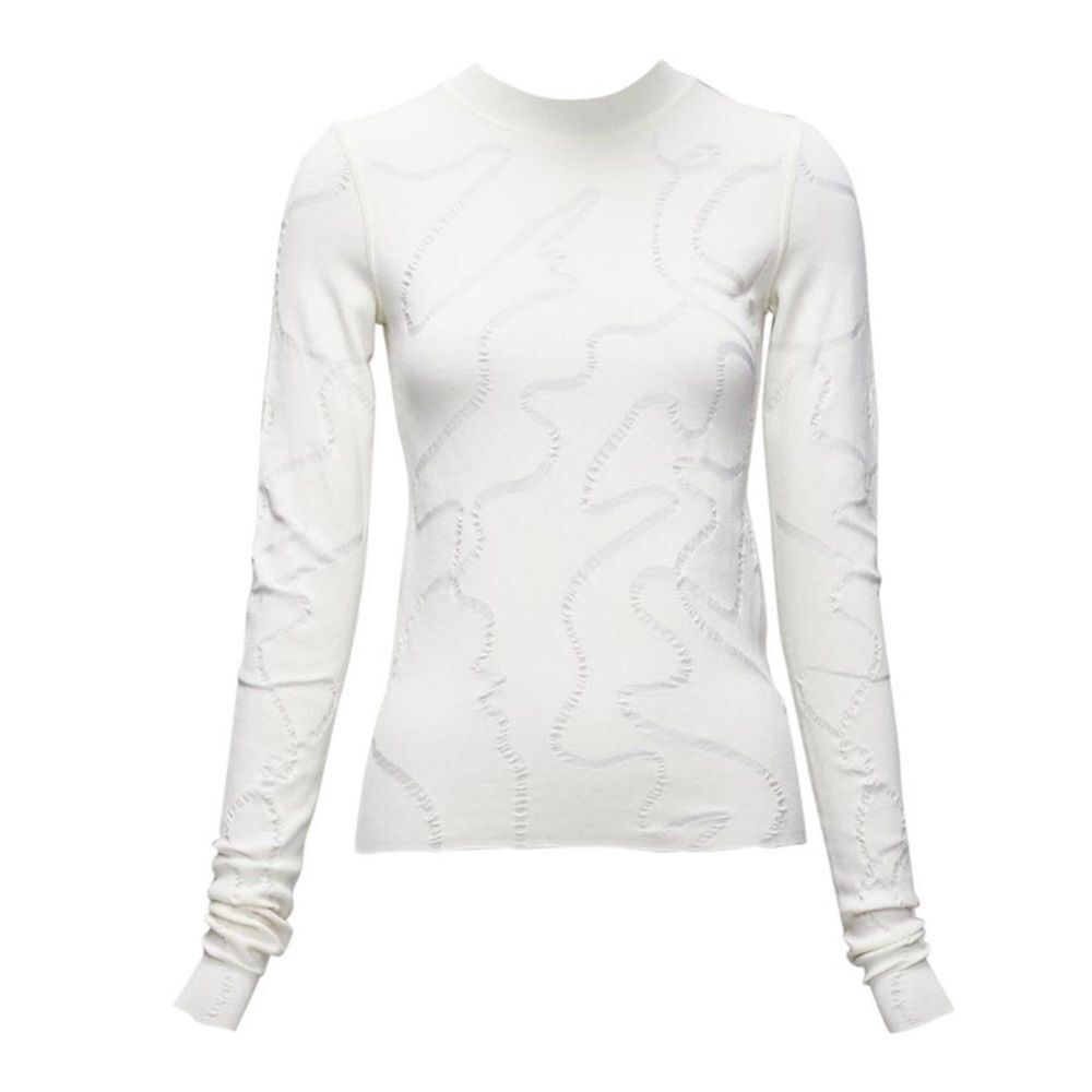 HELMUT LANG Cream Jacquard Long Sleeve Top